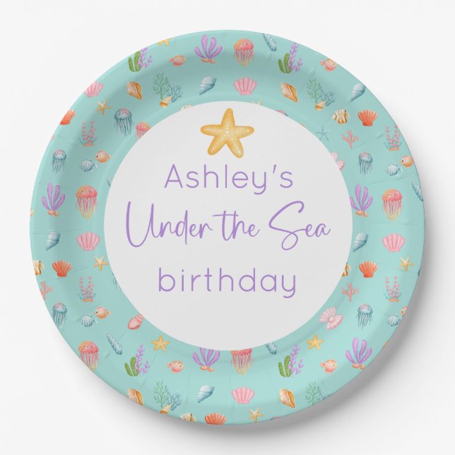 Unter der "Sea Birthday Party" Pappteller (Vorderseite)