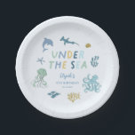 Unter der Sea Blue Birthday Party Pappteller<br><div class="desc">Niedlich unter dem Meeresthema Geburtstagsfeier mit Illustration von Lebewesen aus dem blauen Meer.</div>