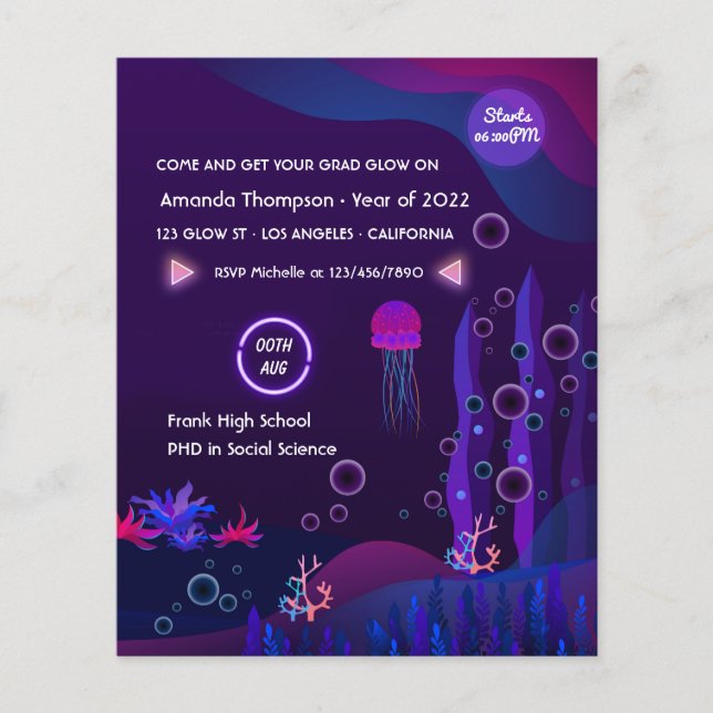 Unter der Sea Glow Graduation Party Flyer (Vorne)