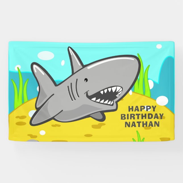 Unter der "Sea Kids Hai Birthday Party" Banner (Horizontal)