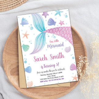 Unter der Sea Party Card bestellbar für Mädchen Einladung