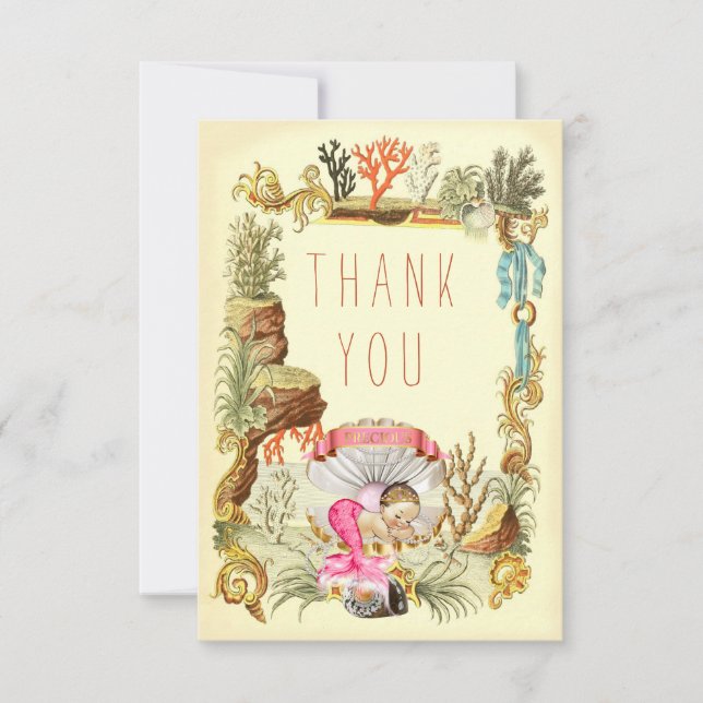 Unter der Seemeerjungfrau-Prinzessin Thank You Dankeskarte (Vorderseite)