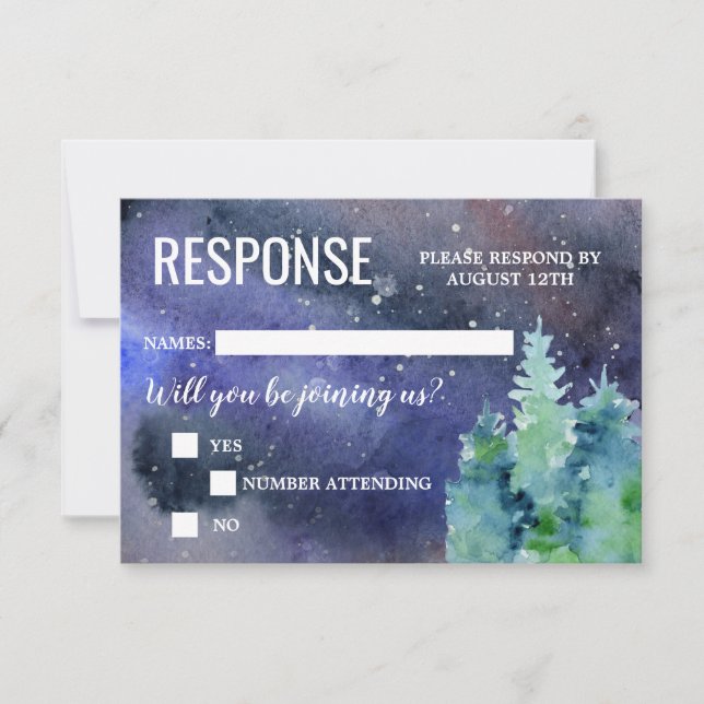 Unter der Sternenweltzeit Hochzeit RSVP Karte (Vorderseite)