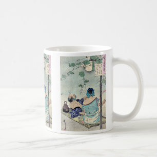 Unter einer Überdachung durch Taiso abkühlen, Kaffeetasse