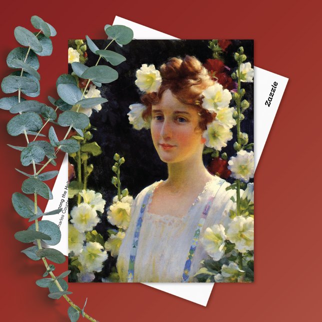 Unter Hollyhocks Charles Courtney Curran Postkarte (Von Creator hochgeladen)