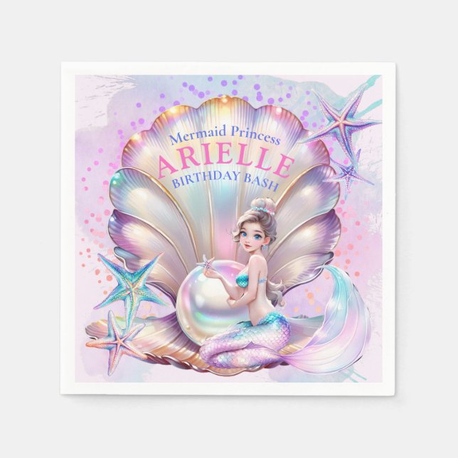 Unter Meer Lila und Aquamarine Meerjungfrau Geburt Serviette (Vorderseite)