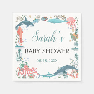 Unter Meer Niedliche Meerestiere Baby Dusche UAWG Serviette