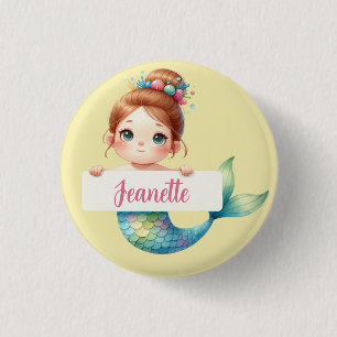 Unter Meer - Personalisierte Meerjungfrau Button