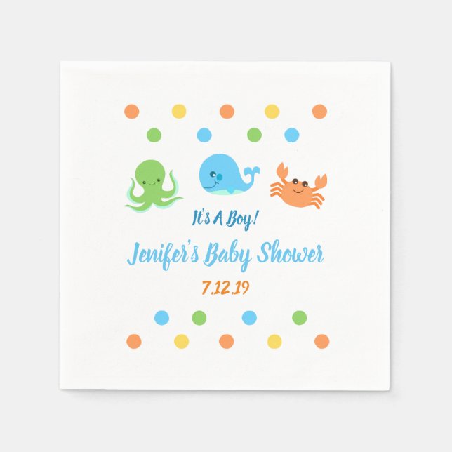 Unter Meer/Whale Babydusche Napkins Serviette (Vorderseite)