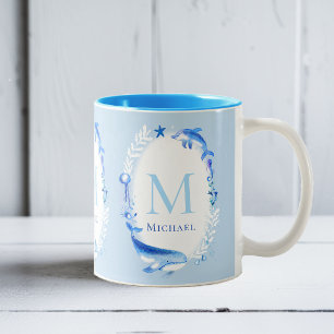 Unter Meerestieren Personalisierte Strandgeschenke Zweifarbige Tasse