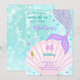 Unter Meerjungfrau Schwanz Geburtstag Einladung