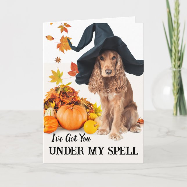 Unter meinem Zauber Halloween Cocker Spaniel Karte (Vorderseite)