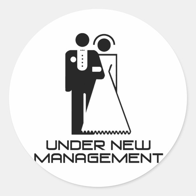 Unter "Neues Management Verheiratet" Runder Aufkleber (Vorderseite)