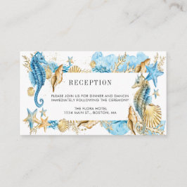 Unter Sea Blue Gold Sommerhochzeit Empfang E Begleitkarte