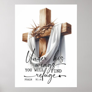 Unter seinen Flügeln Schrift Kunst – Psalm 91:4 Poster