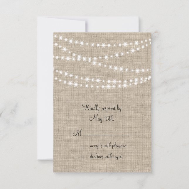 Unter Twinkle Leuchten auf Burlap-UAWG RSVP Karte (Vorderseite)