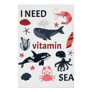 Unter Wasser brauche ich Vitaminsee, Girl-Poster Poster