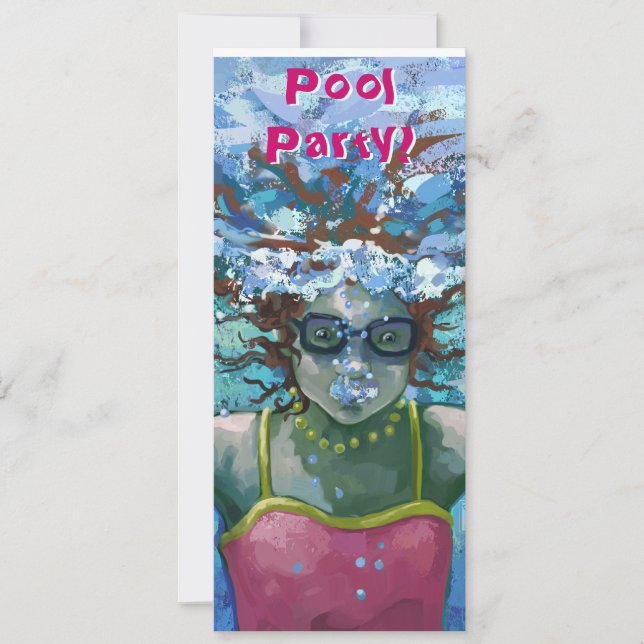 Unter Wasser Schwimmbad Party Kleine Einladung (Vorderseite)