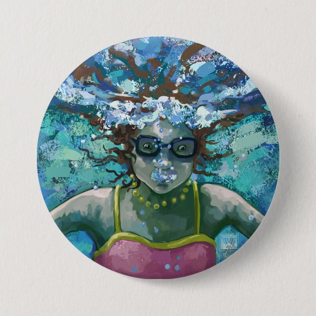 Unter Wasser schwimmen Button (Vorderseite)
