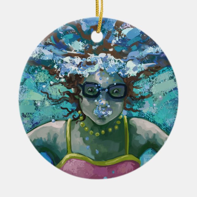 Unter Wasser schwimmen Keramik Ornament (Vorne)