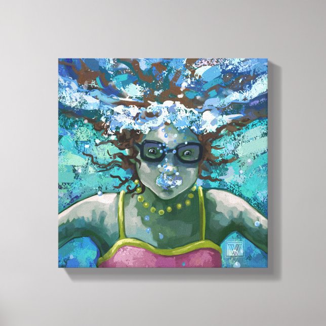Unter Wasser schwimmen Leinwanddruck (Vorderseite)