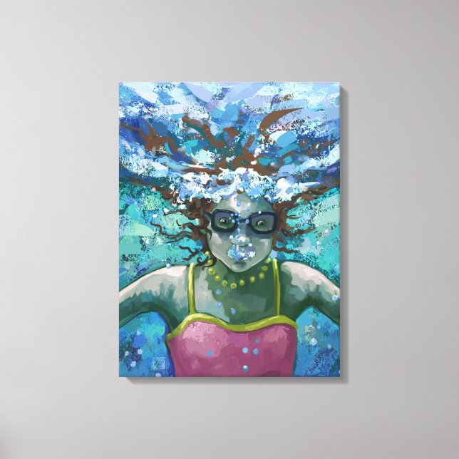 Unter Wasser schwimmen Leinwanddruck (Vorderseite)