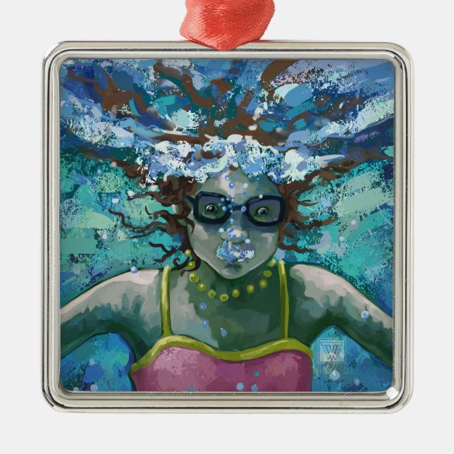 Unter Wasser schwimmen Ornament Aus Metall (Vorne)