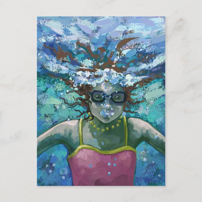 Unter Wasser schwimmen Postkarte (Vorderseite)