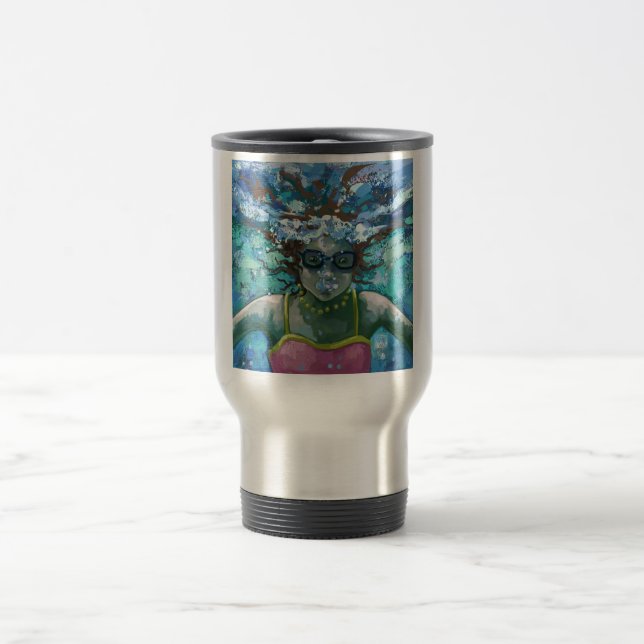 Unter Wasser schwimmen Reisebecher (Mittel)