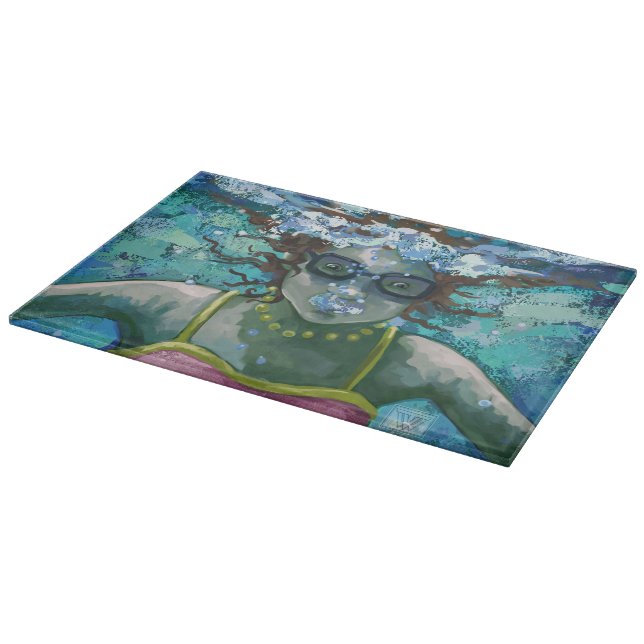 Unter Wasser schwimmen Schneidebrett (Ecke)