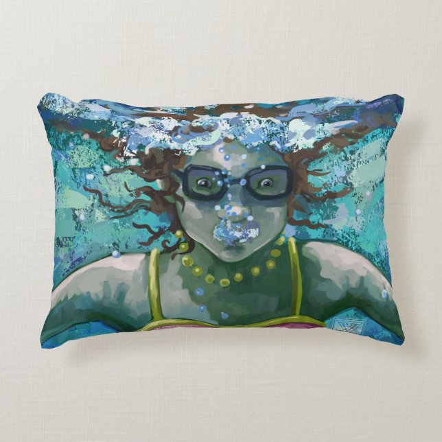 Unter Wasser schwimmen Zierkissen (Vorderseite)