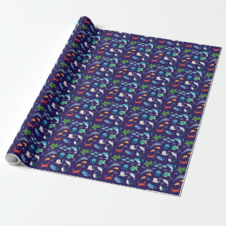 Unter Wasser schwimmende niedliche Meerestiere Geschenkpapier