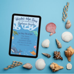 Unter Wasser, unter dem blauen Meer Baby Shower Einladung