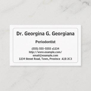 Unterbewertete Periodontist-Visitenkarte Visitenkarte