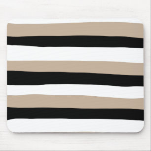 Untere Streifen - Taupe, Schwarz und Weiß Mousepad