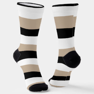 Untere Streifen - Taupe, Schwarz und Weiß Socken