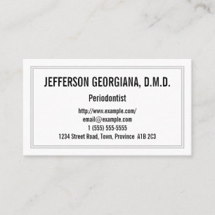 Unterentwickelte und Schlichte Periodontist-Visite Visitenkarte