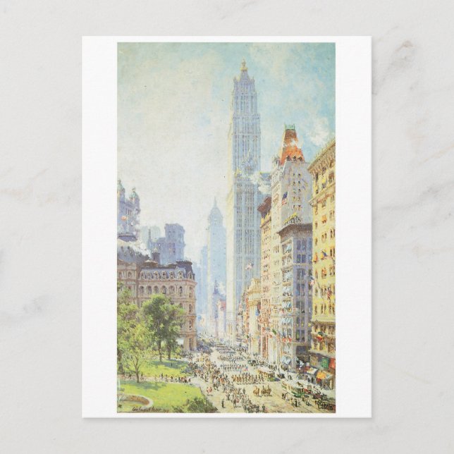 Unterer Broadway in Wartime um 1917 Postkarte (Vorderseite)