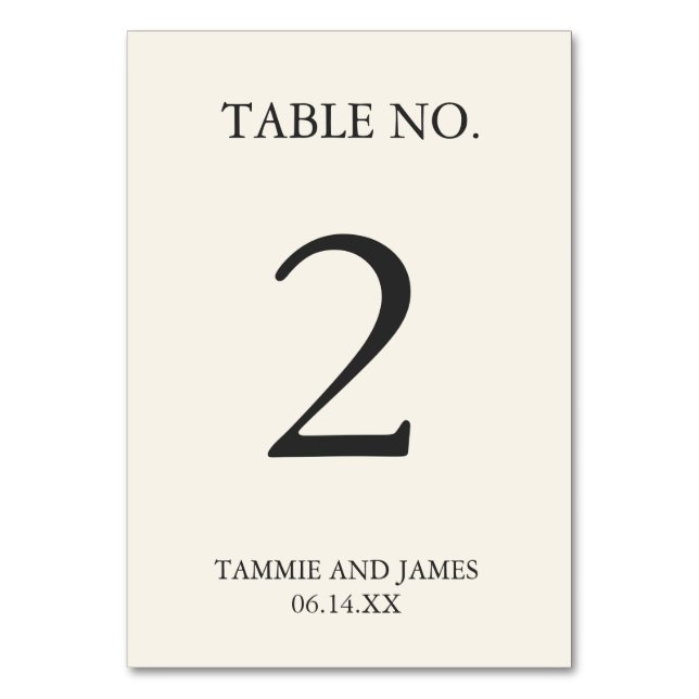 Untererklärte Elegante Tischnummer Cards Creme (Vorderseite)