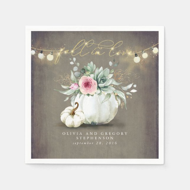 Untergang in der Liebe Pink Floral Pumpkins Elegan Serviette (Vorderseite)