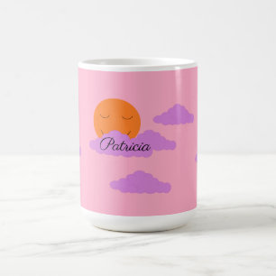 Untergehende Sonne mit Wolken: Nelkenrosa Kaffeetasse