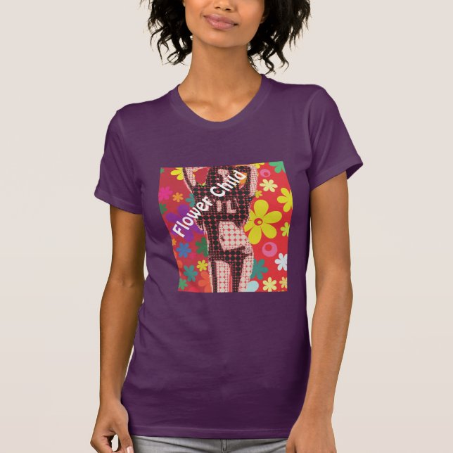 Untergeordnete Slogan für Hippy-Blume-60er T-Shirt (Vorderseite)