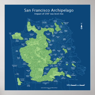 Untergetaucht in San Francisco Streetmap 36x36" 20 Poster