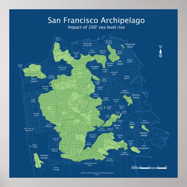 Untergetauchte Straßen von San Francisco 24x24 200 Poster (Vorne)