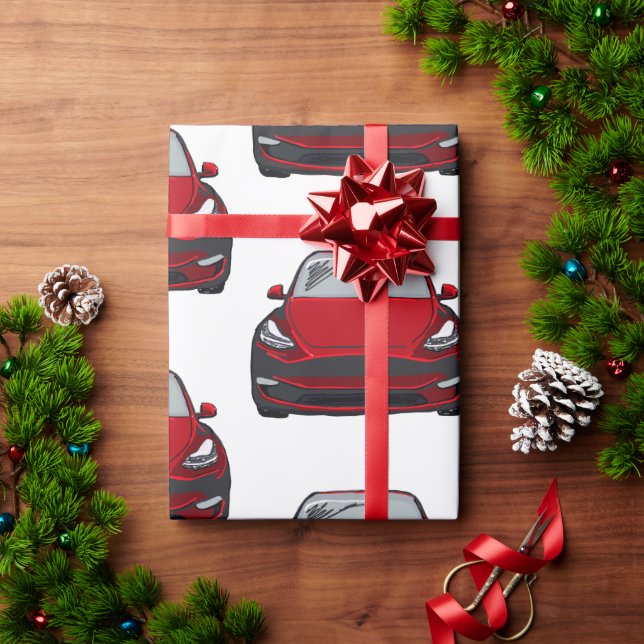 Untergrund für das Auto von Red Electric Vehicle S Geschenkpapier (Feiertagsgeschenk)