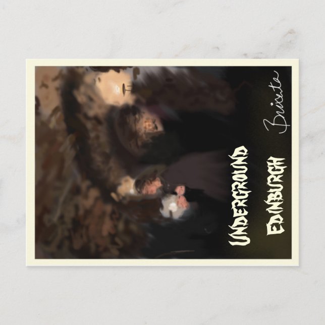 Untergrund-Gewölbe in Edinburgh, Postkarte in Scho (Vorderseite)
