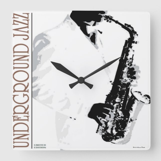 Untergrund-Jazz-Wand-Uhr Quadratische Wanduhr (Vorderseite)