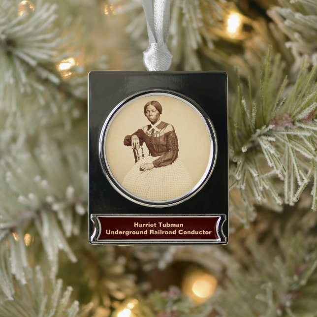 Untergrund Railroad Abolitionist Harriet Tubman Banner-Ornament Silber (Baum)