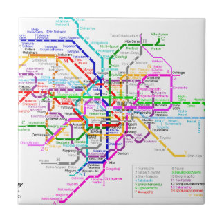 Untergrundbahn-Karte Tokyos Japan Fliese