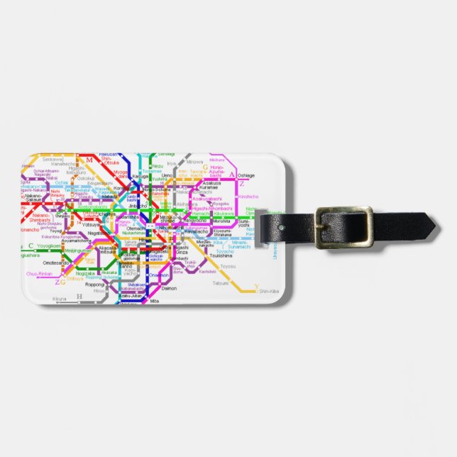 Untergrundbahn-Karte Tokyos Japan Gepäckanhänger (Vorderseite horizontal)